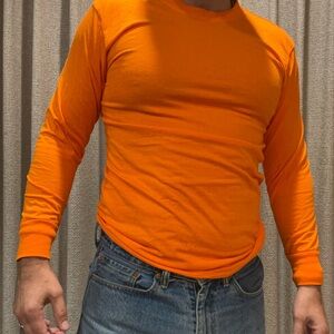 Men's Long-Sleeve Crewneck Shirt - Orange
